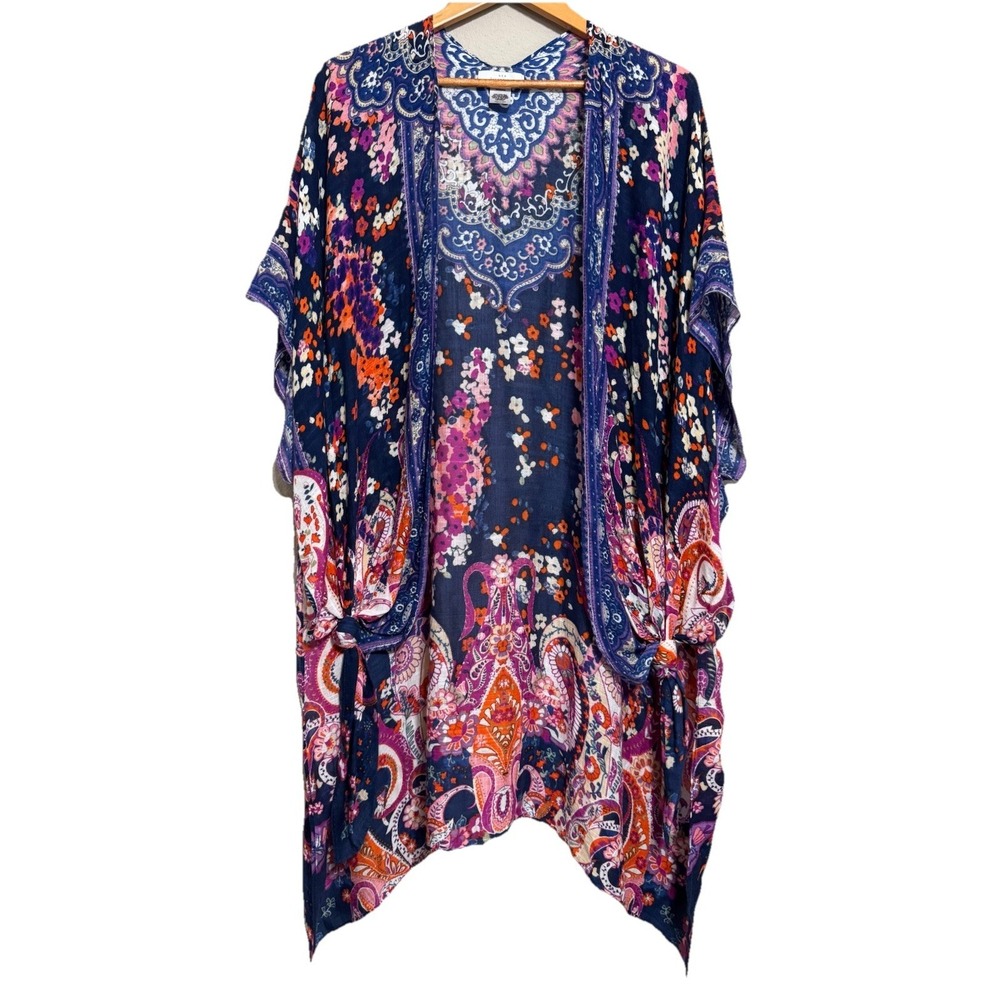 New Direction Women's Kimono Colorful Spring One‎ Size Flowy Long Boho Artsy